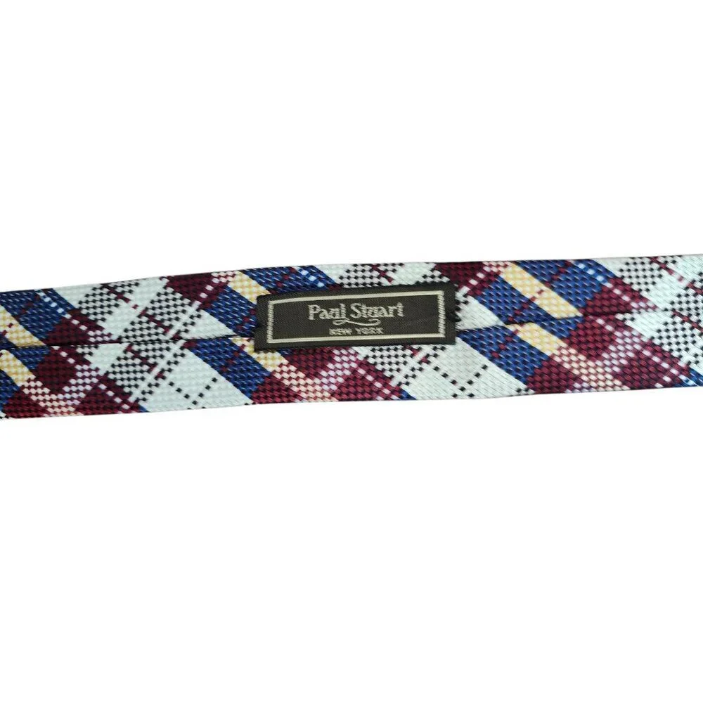 Paul Stuart 100% Silk (Men's)  Plaid  Multi-Color  Tie Hand Made  In The US